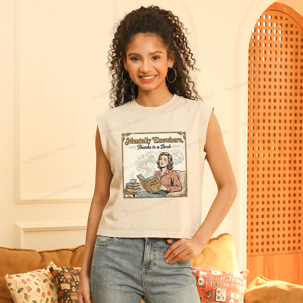 Pagewings Mentally Elsewhere Thanks To A Book Women's Washed Tank Top