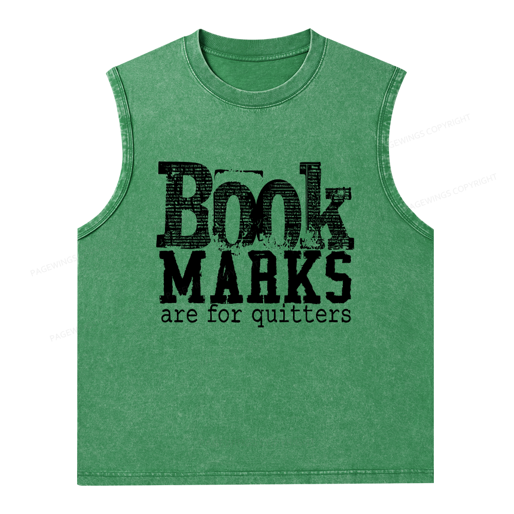 Pagewings Book Marks Are For Quitters Unisex Washed Tank Top