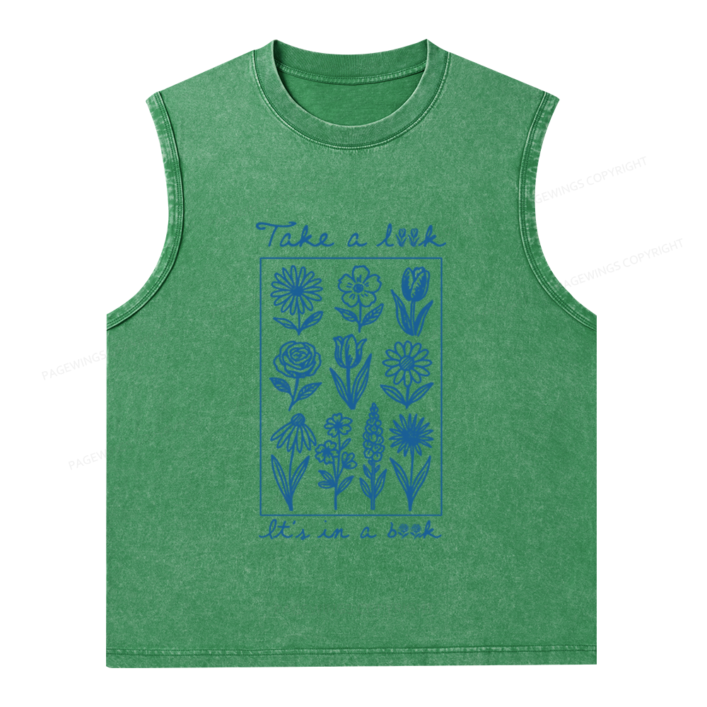Pagewings Take A Look It’s In A Book Unisex Washed Tank Top