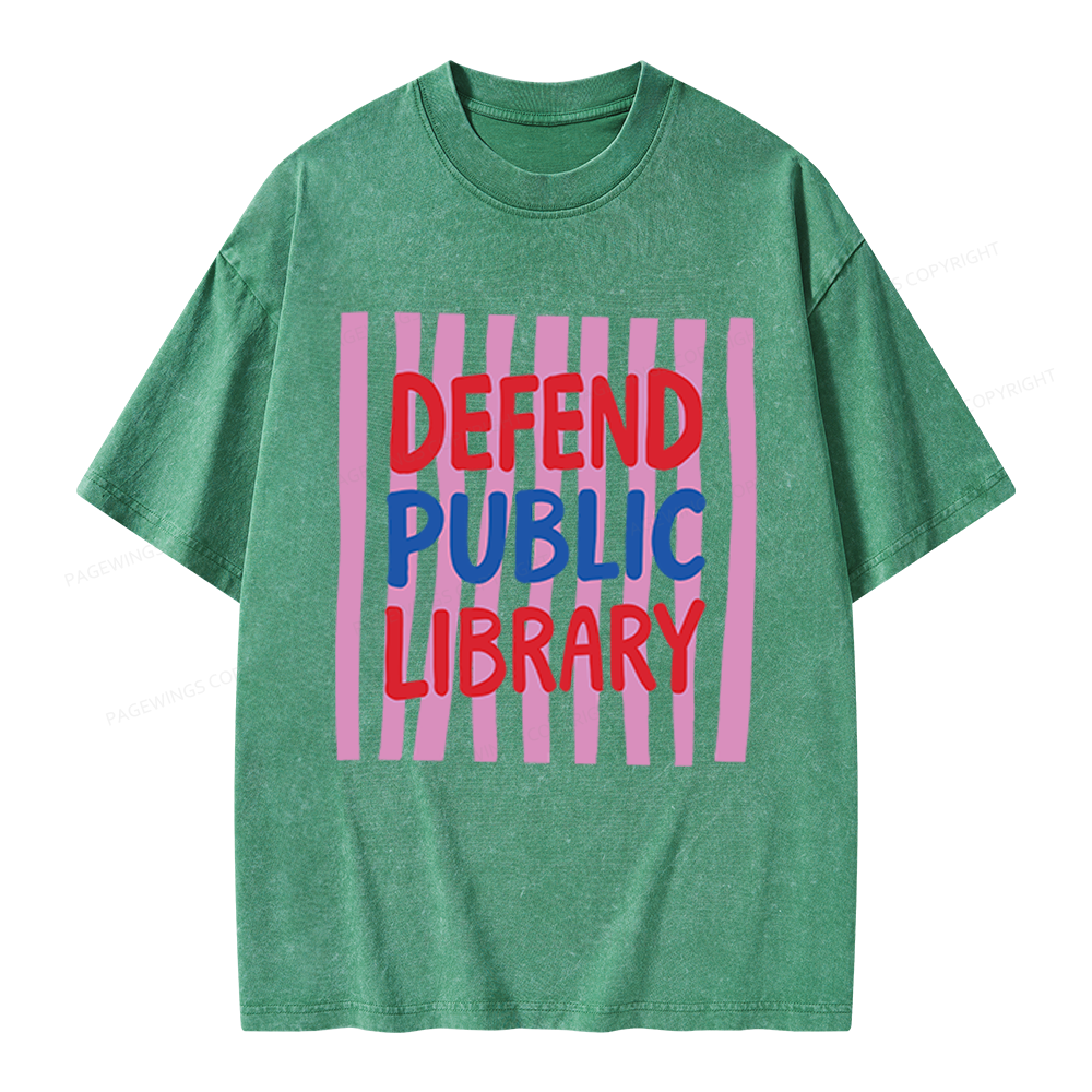 Pagewings Defend Public Library Unisex Washed T-shirt