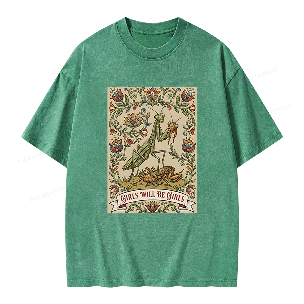 Pagewings Girls Will Be Girls Unisex Washed T-shirt