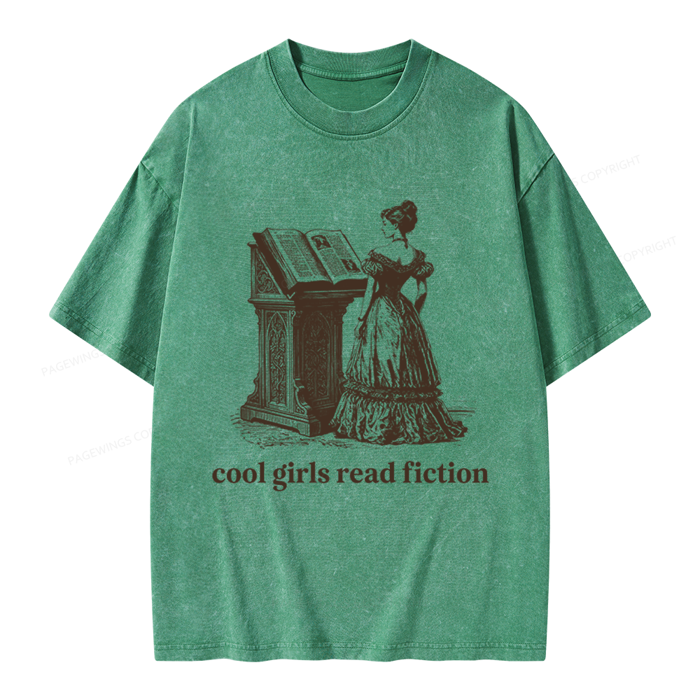 Pagewings Cool Girls Read Fiction Unisex Washed T-shirt
