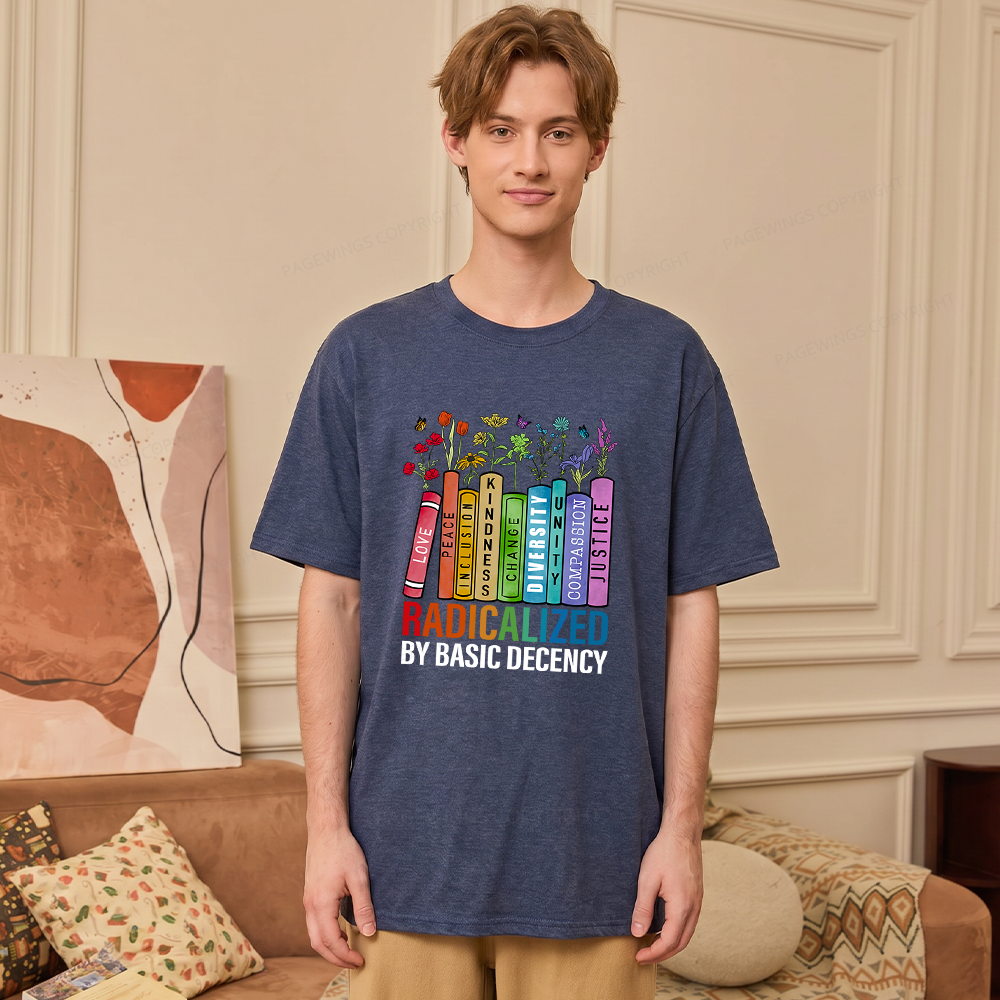 Pagewings Soft Radicalized by Basic Decency Unisex Heather T-Shirt
