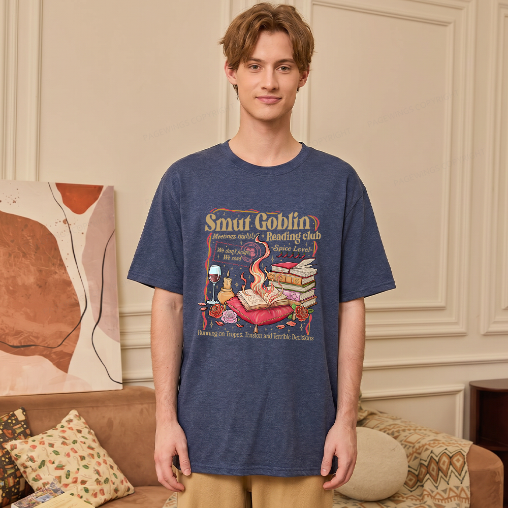 Pagewings Soft Smut Goblin Dark Romance Bookish Unisex Heather T-Shirt
