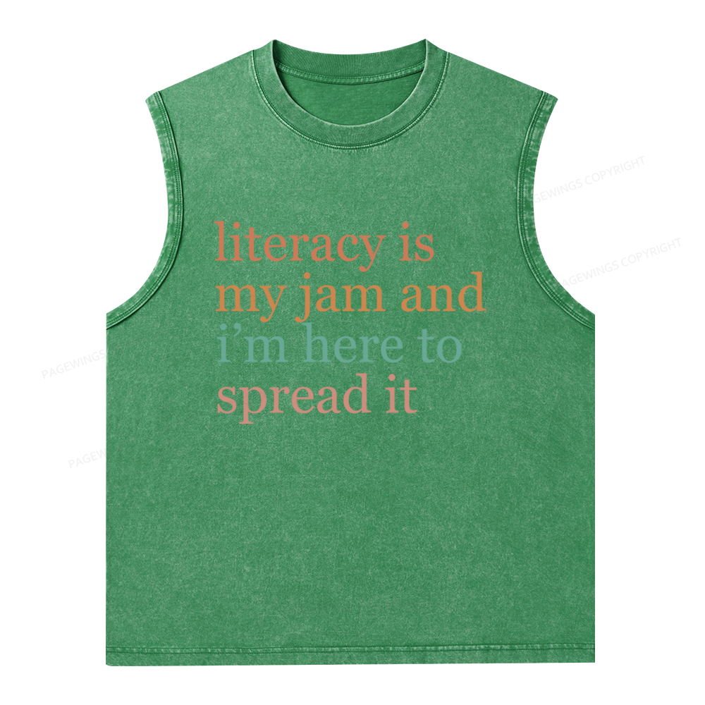Pagewings Literacy Is My Jam Unisex Washed Tank Top