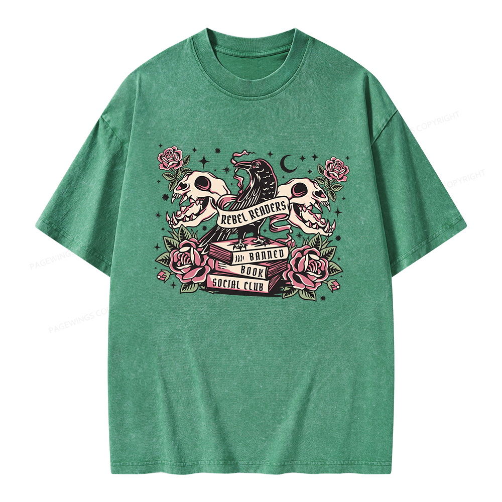 Pagewings Rebel Readers Banned Book Social Club Unisex Washed T-shirt
