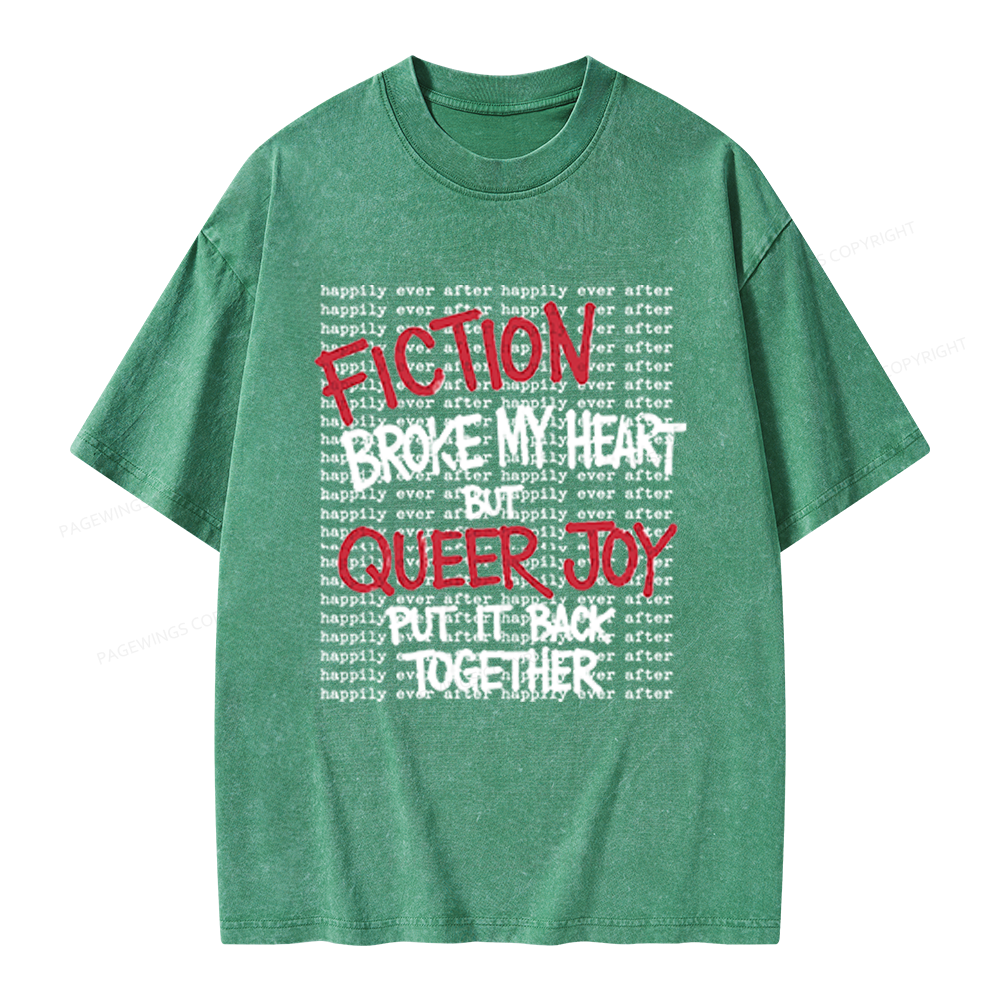 Pagewings Fiction Broke My Heart Unisex Washed T-shirt