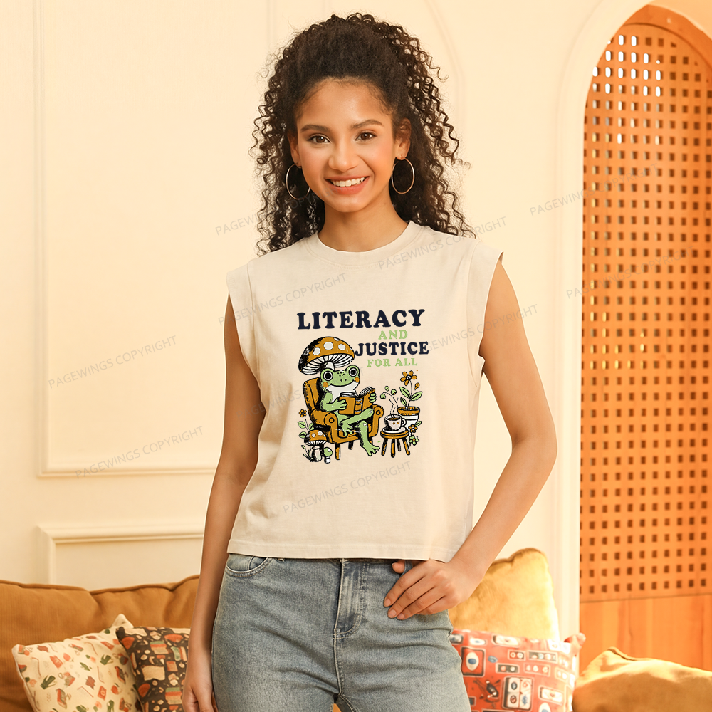 Pagewings Literacy And Justice For All Women's Washed Tank Top