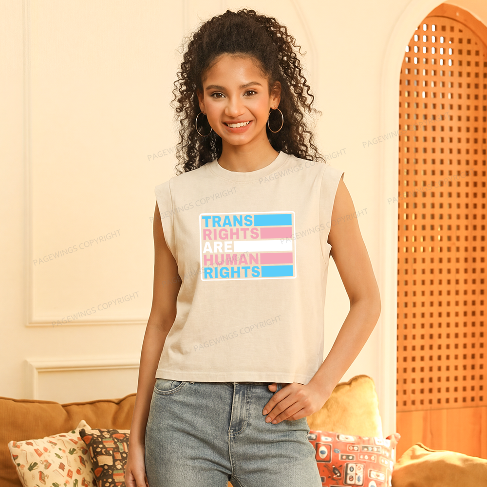 Pagewings Trans Rights Are Human Rights Women's Washed Tank Top