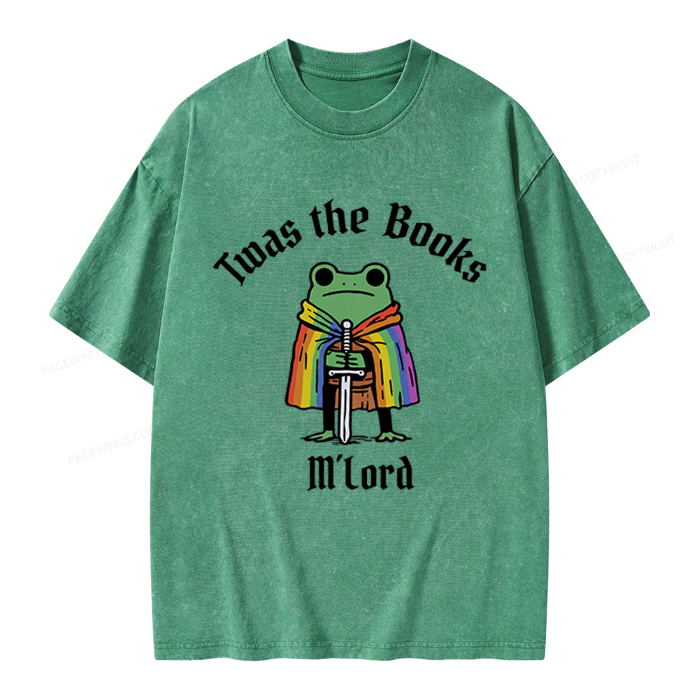 Pagewings Twas The Books Funny Unisex Washed T-shirt
