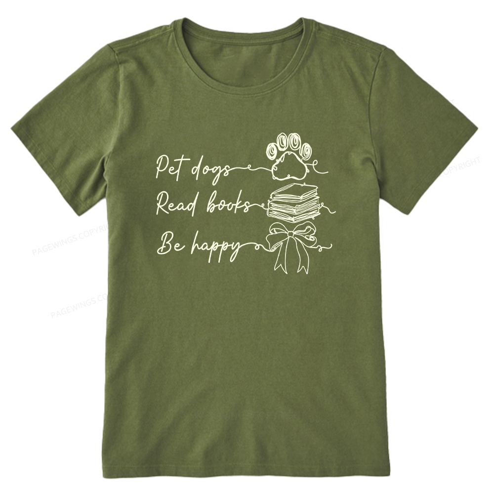 Pagewings Pet Dogs Read Books Be Happy Unisex Classic T-shirt