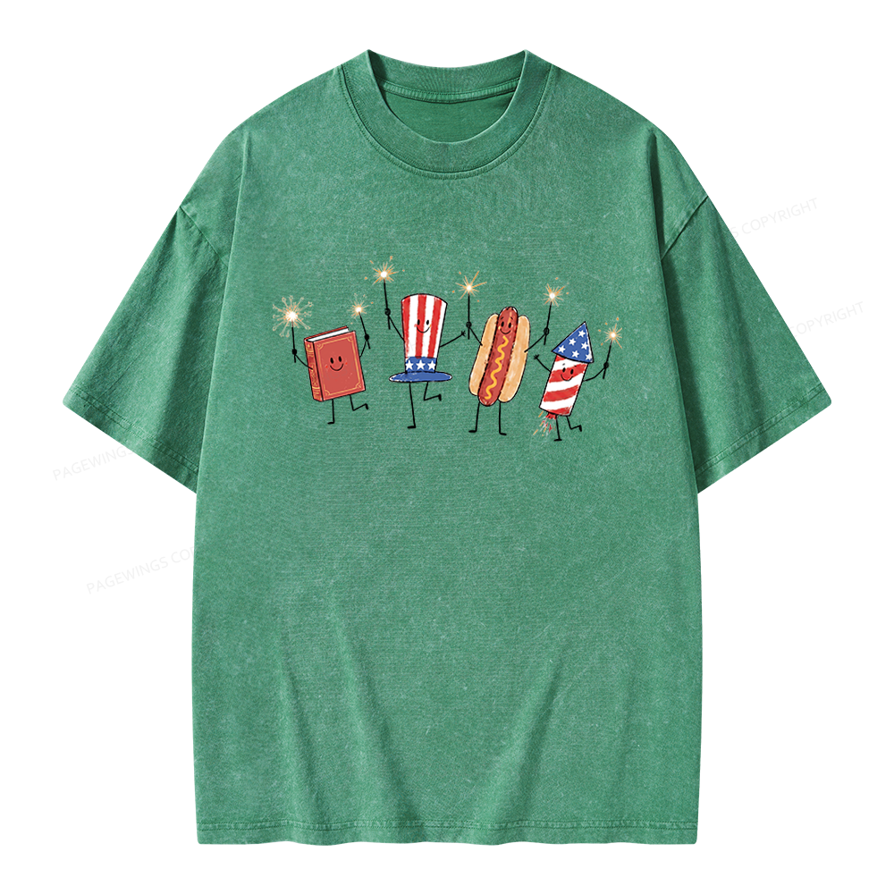 Pagewings Funny Sumer 250th Unisex Washed T-shirt