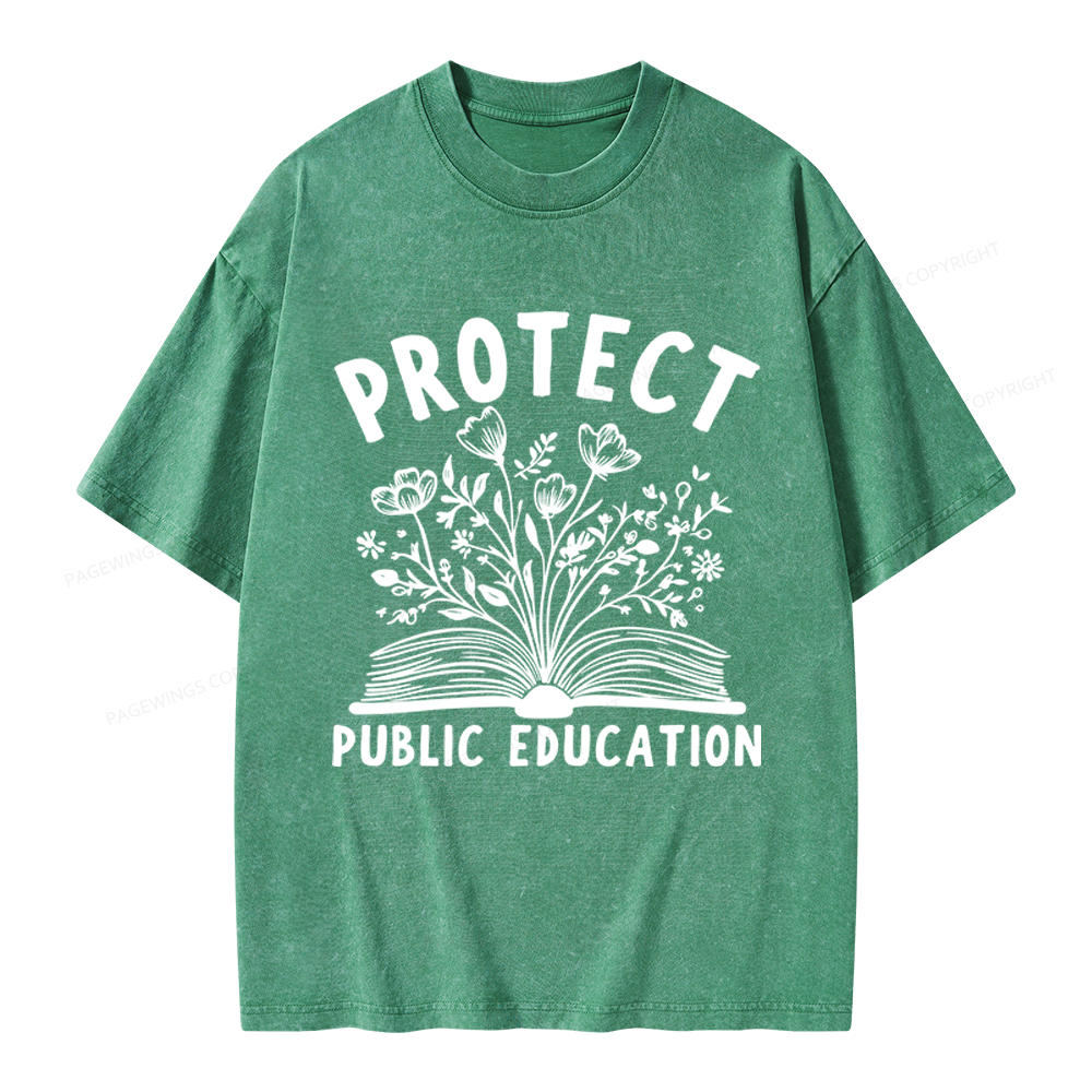 Pagewings Protect Public Education Unisex Washed T-shirt