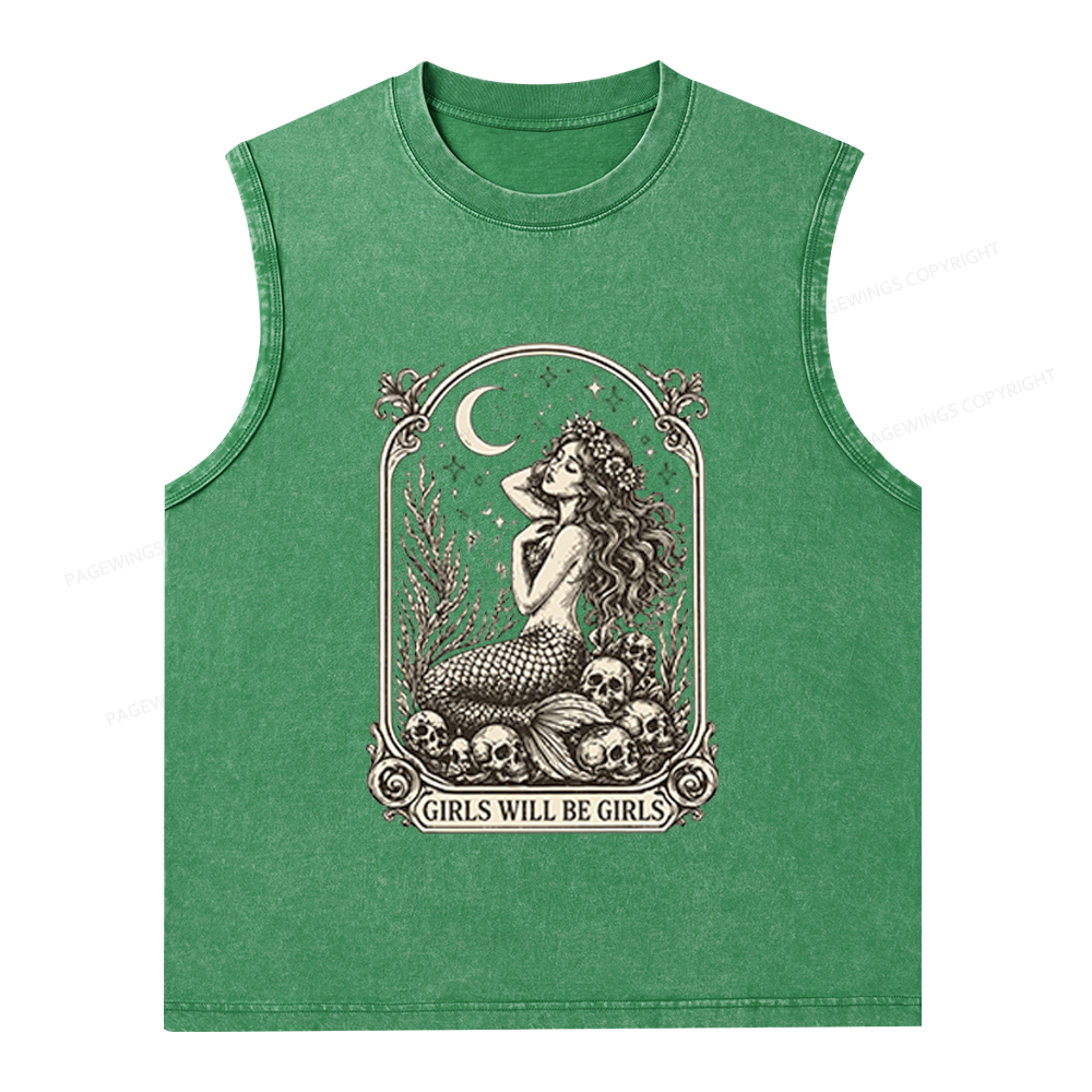 Pagewings Girls Will Be Girls Unisex Washed Tank Top