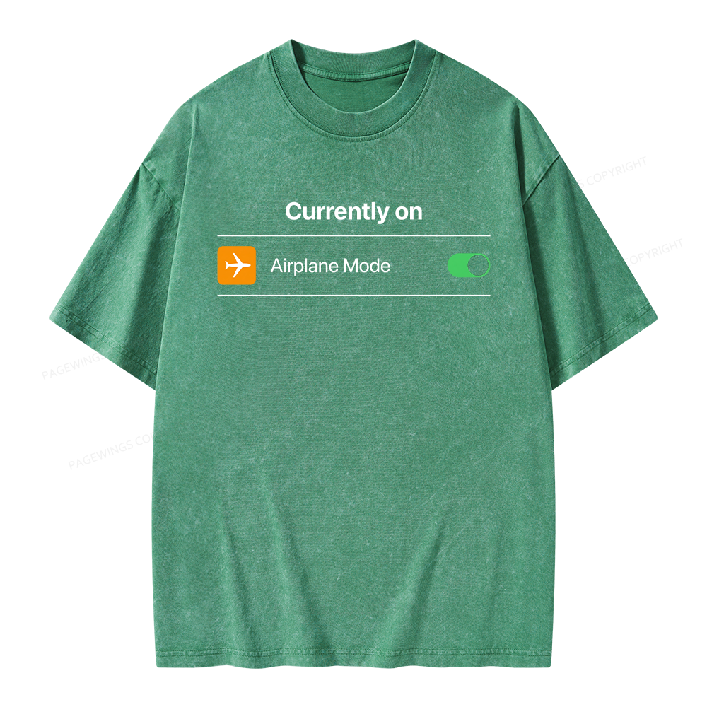 Pagewings Airplane Mode On Unisex Washed T-shirt