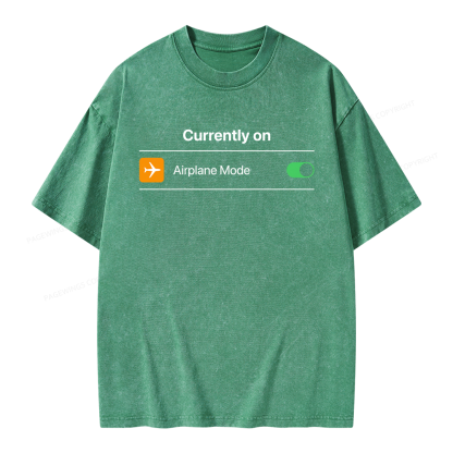 Pagewings Airplane Mode On Unisex Washed T-shirt