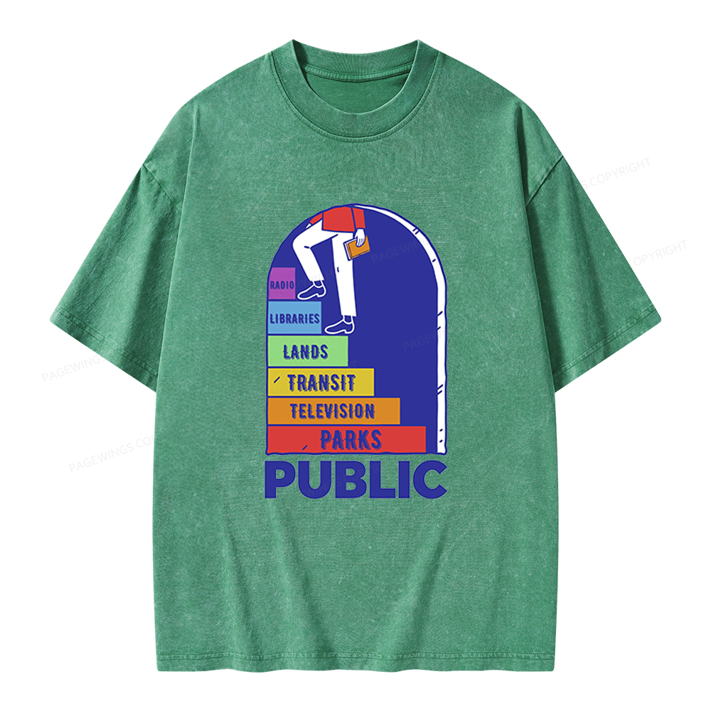 Pagewings Public Library Unisex Washed T-shirt