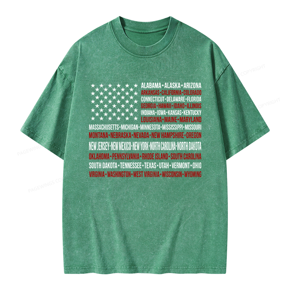 Pagewings Retro American Flag Unisex Washed T-shirt