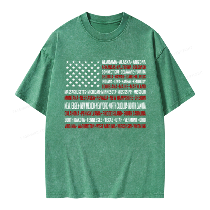 Pagewings Retro American Flag Unisex Washed T-shirt