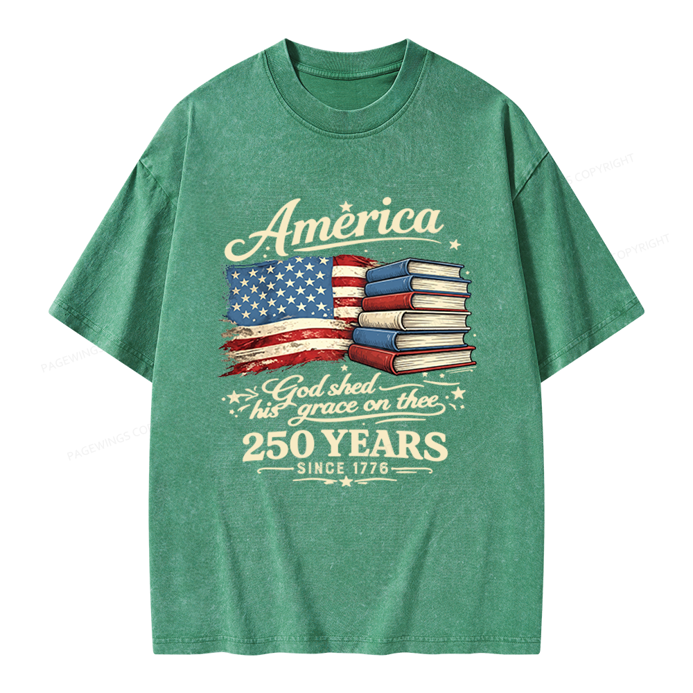 Pagewings Retro American Flag Unisex Washed T-shirt