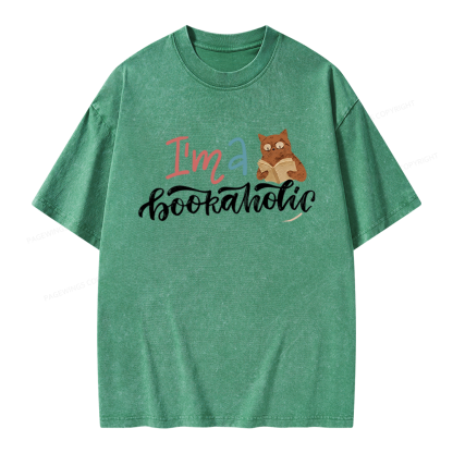 Pagewings I'm a Bookaholic Unisex Washed T-shirt
