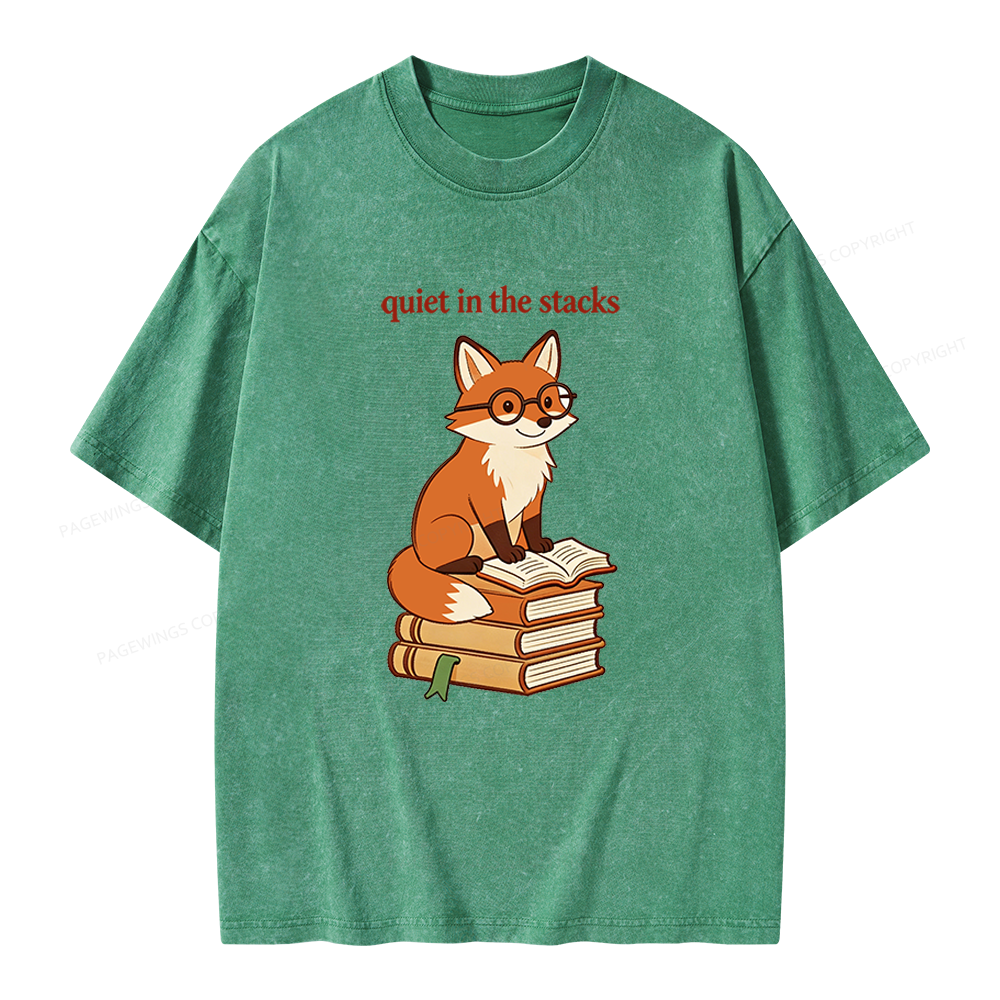 Pagewings Quiet In The Stacks Unisex Washed T-shirt