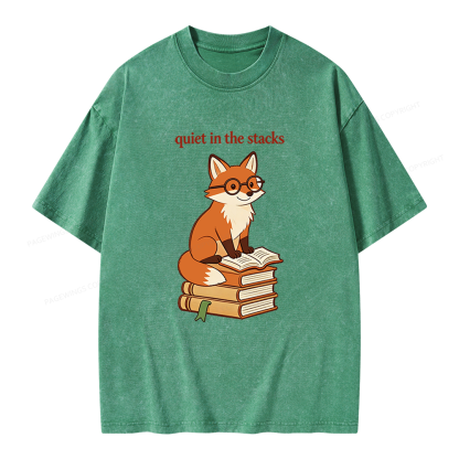 Pagewings Quiet In The Stacks Unisex Washed T-shirt