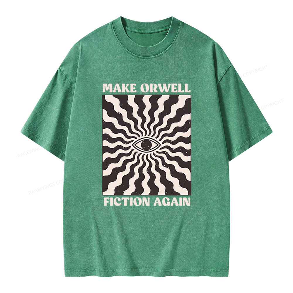 Pagewings Make Orwell Fiction Again Unisex Washed T-shirt