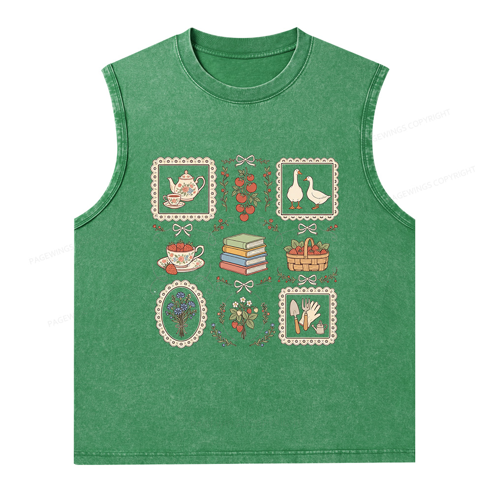 Pagewings Goose Reading Unisex Washed Tank Top