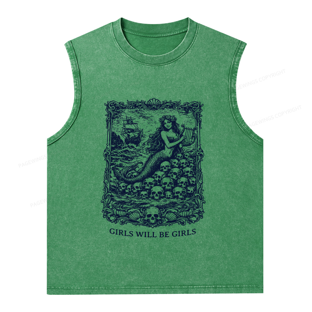 Pagewings Girls Will Be Girls Unisex Washed Tank Top