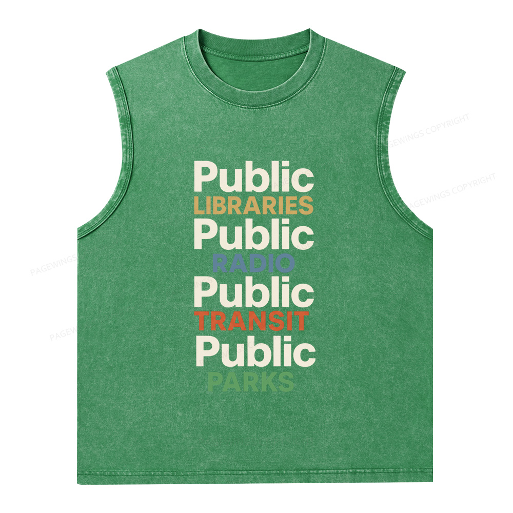 Pagewings Public Libraries Unisex Washed Tank Top