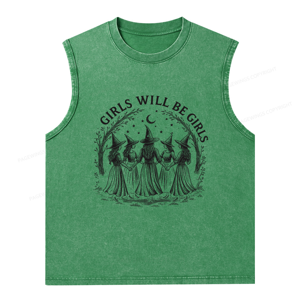 Pagewings Girls Will Be Girls Unisex Washed Tank Top
