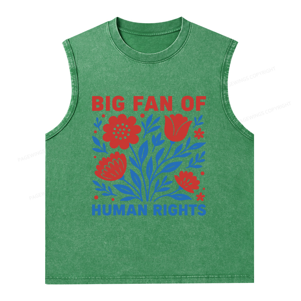 Pagewings Big Fan Of Human Rights Unisex Washed Tank Top