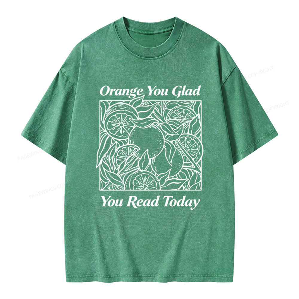 Pagewings Orange You Glad You Read Today Unisex Washed T-shirt