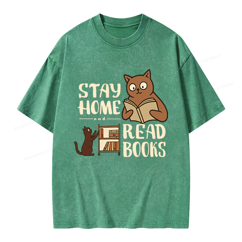 Pagewings Stay Home Read Books Unisex Washed T-shirt