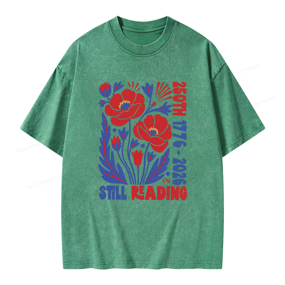 Pagewings Still Reading Unisex Washed T-shirt
