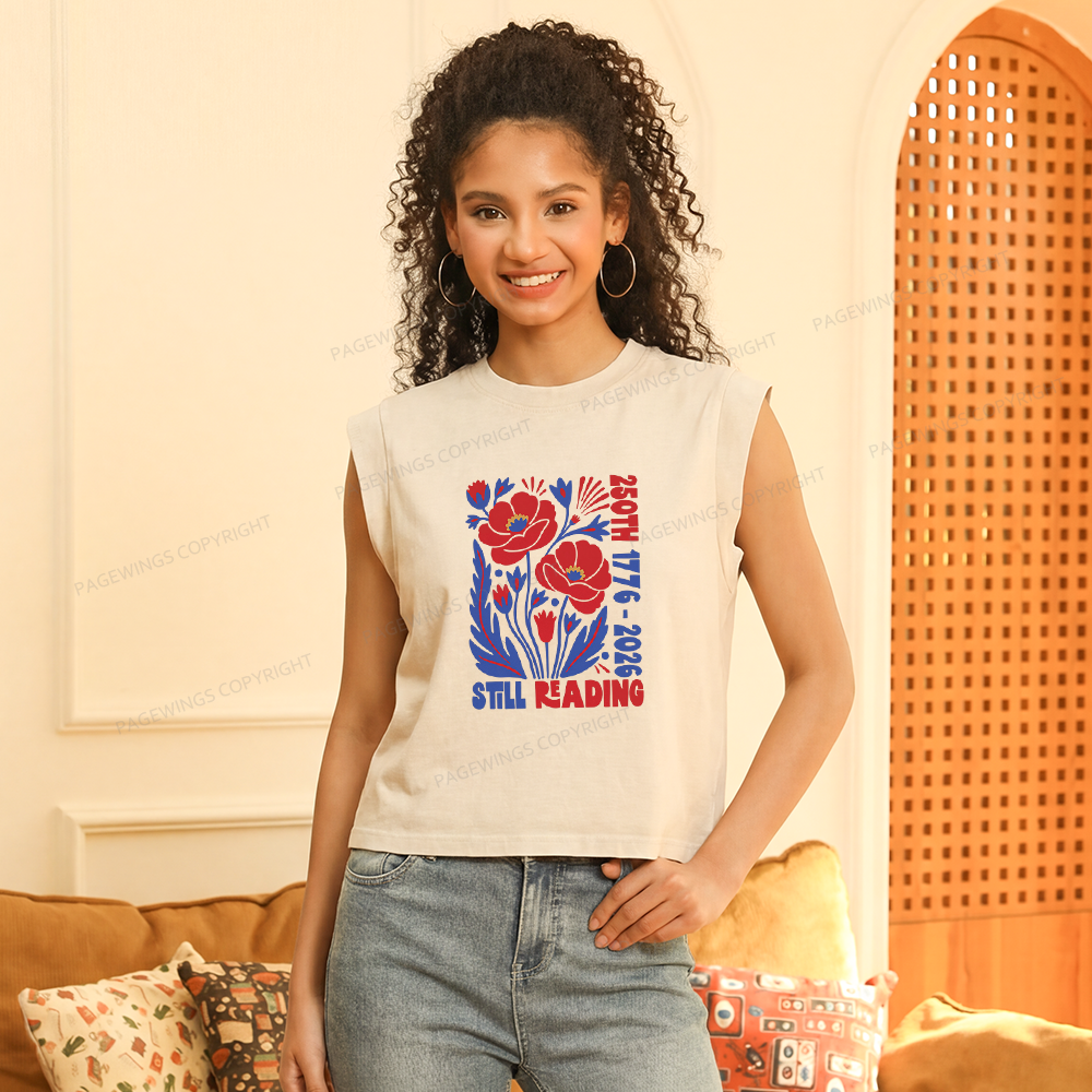 Pagewings 250th Still Reading Women's Washed Tank Top