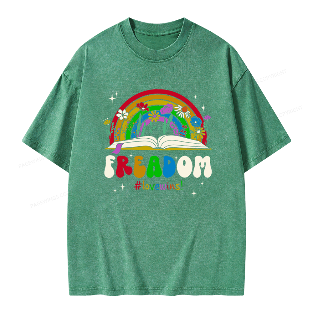 Pagewings Read Banned Books Unisex Washed T-shirt