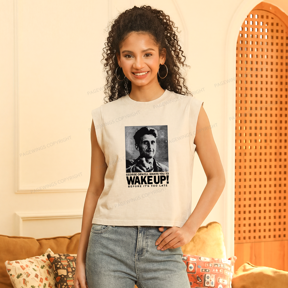Pagewings Wants You To Wake Up Women's Washed Tank Top