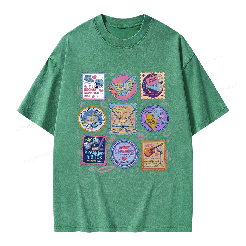 Pagewings Hockey Romance Unisex Washed T-shirt