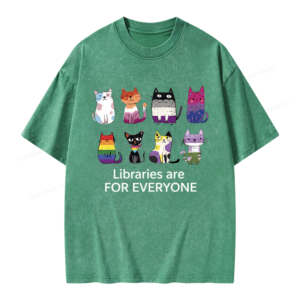 Pagewings Libraries Are For Everyone Unisex Washed T-shirt