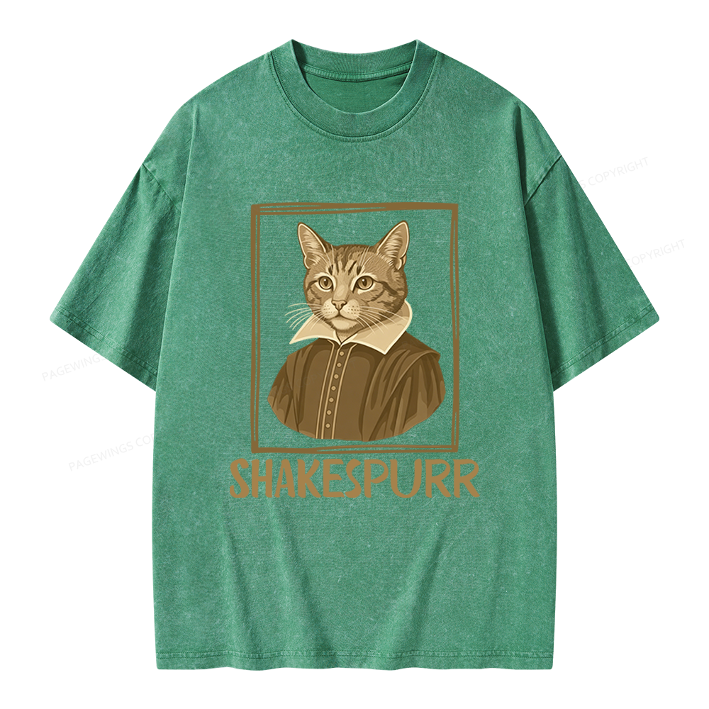 Pagewings Shakespurr Unisex Washed T-shirt