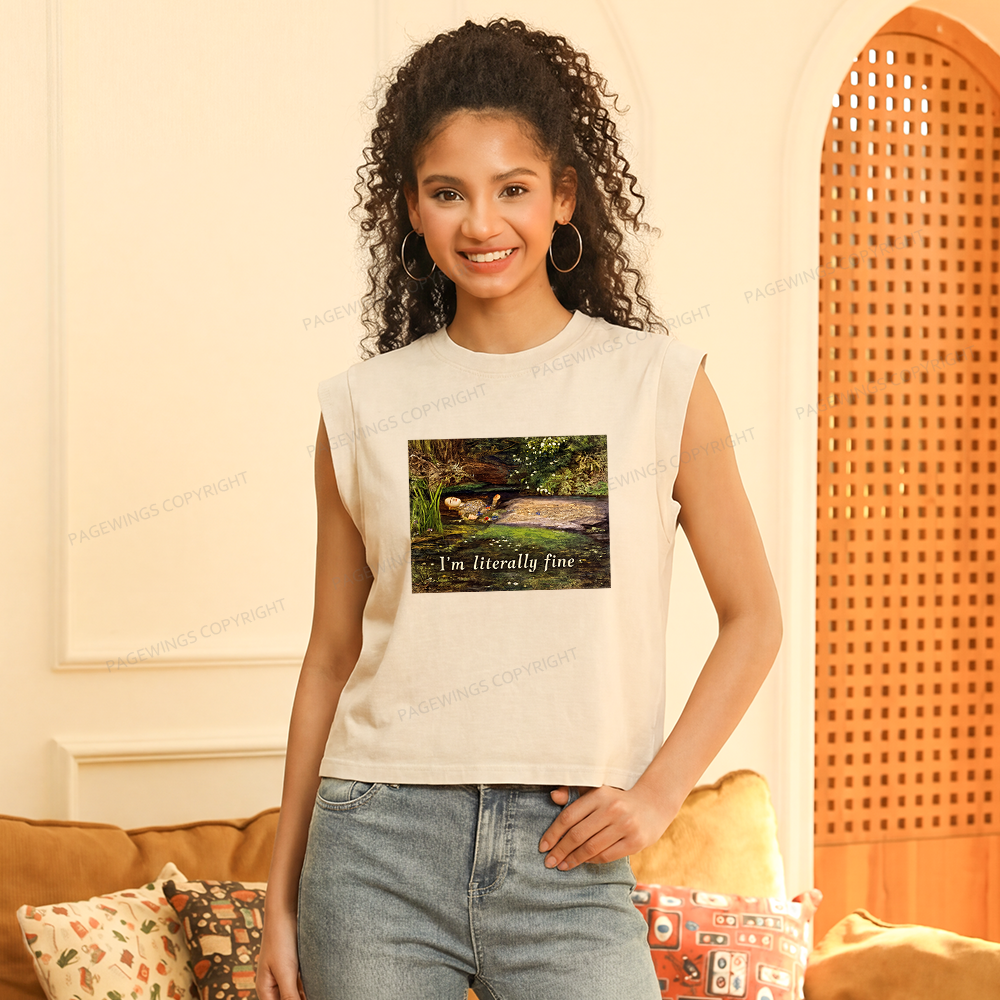 Pagewings I'm Literally Fine Women's Washed Tank Top
