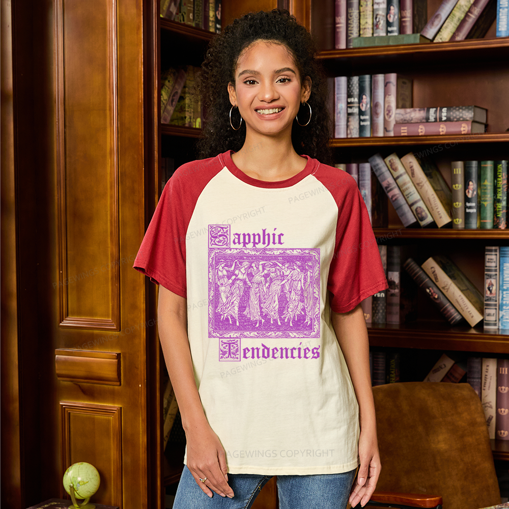 Pagewings Sapphic Tendencies Raglan T-shirt