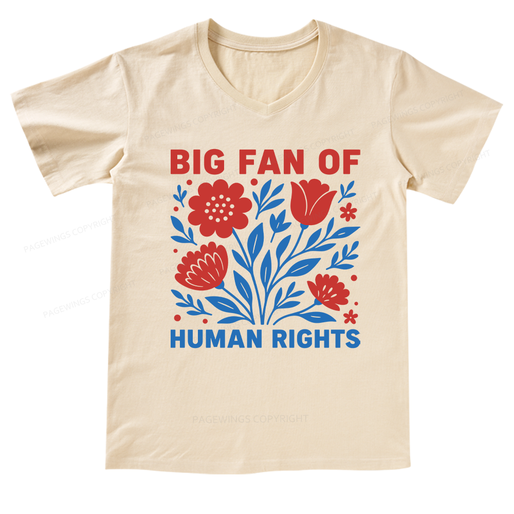 Pagewings Big Fan Of Human Rights V-neck T-shirt