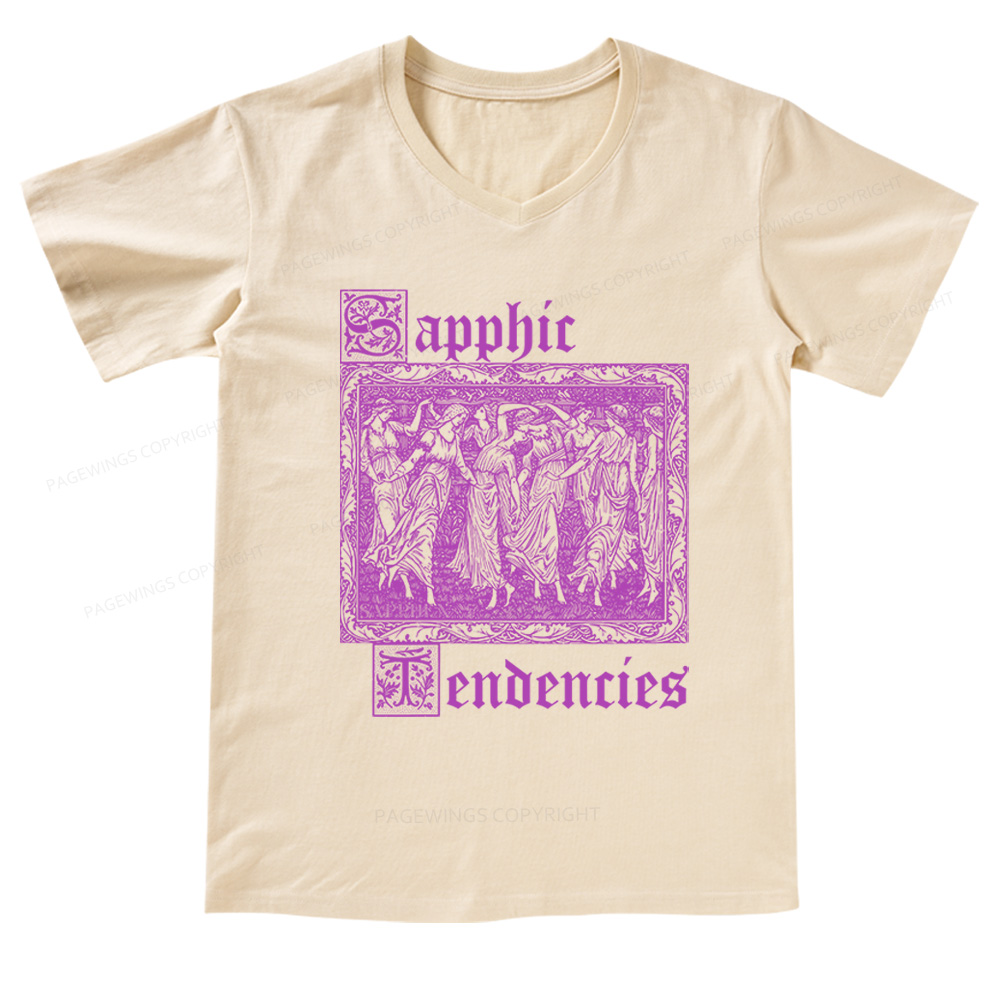 Pagewings Sapphic Tendencies V-neck T-shirt