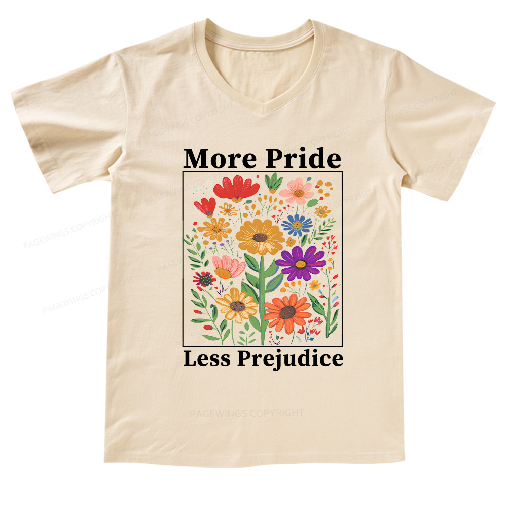Pagewings More Pride Less Prejudice V-neck T-shirt