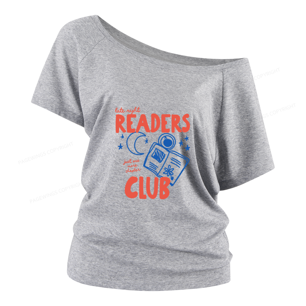 Pagewings Late Night Readers Club Women Off Shoulder T-shirts