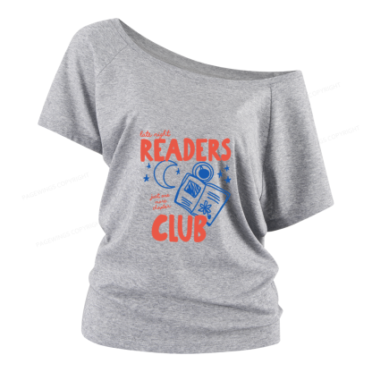 Pagewings Late Night Readers Club Women Off Shoulder T-shirts