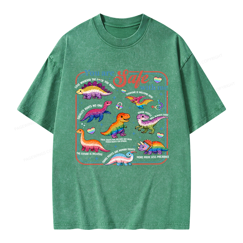 Pagewings You Are Safe With Me Unisex Washed T-shirt
